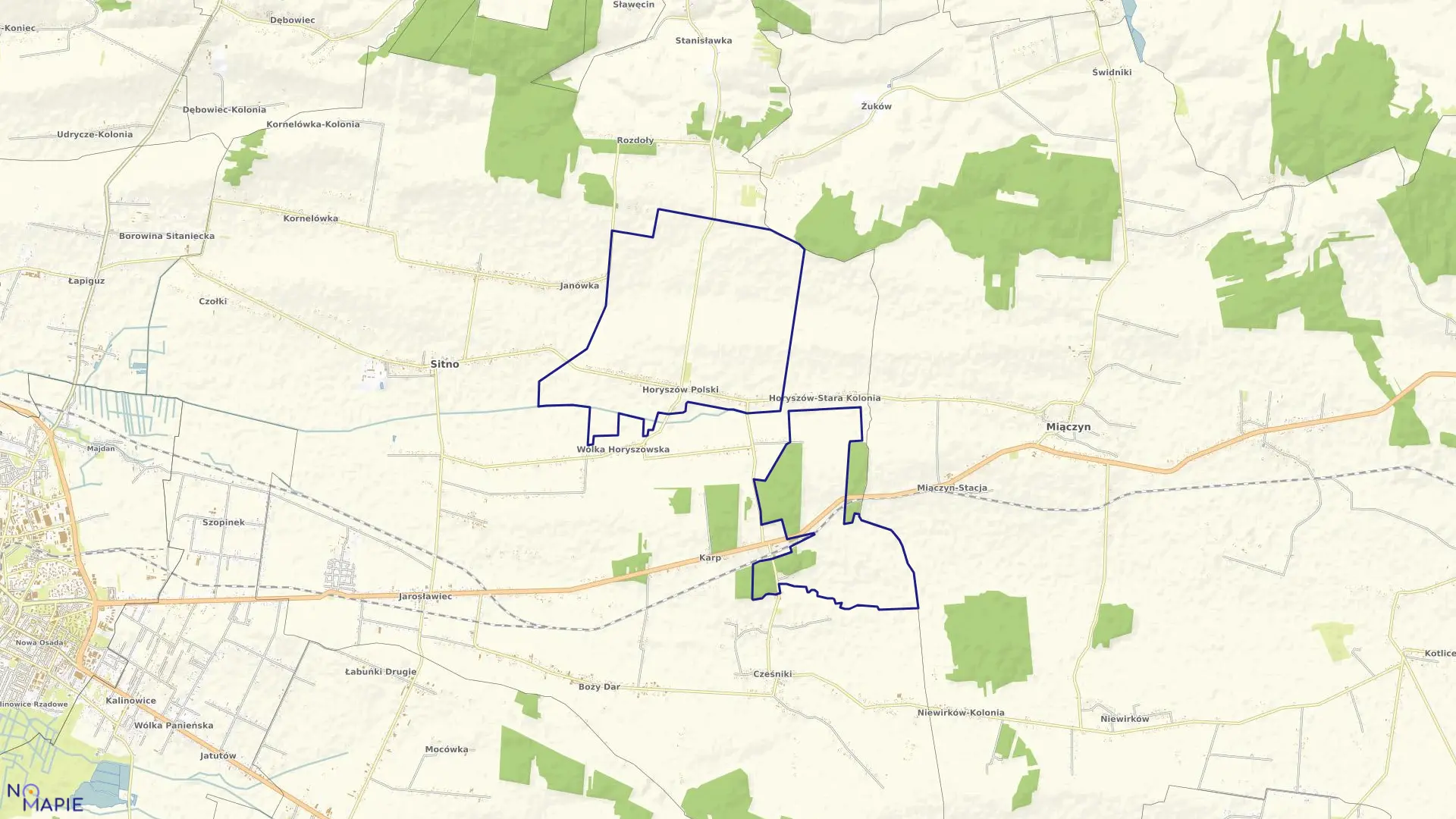Mapa obrębu Horyszów Polski w gminie Sitno