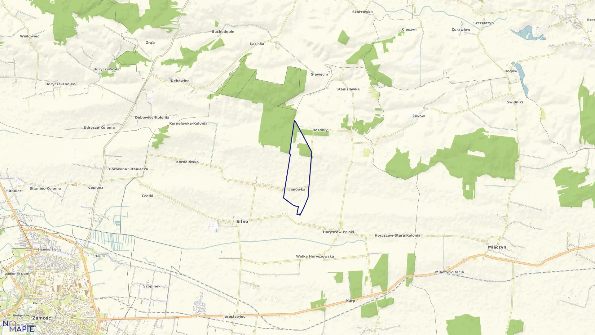 Mapa obrębu Janówka w gminie Sitno