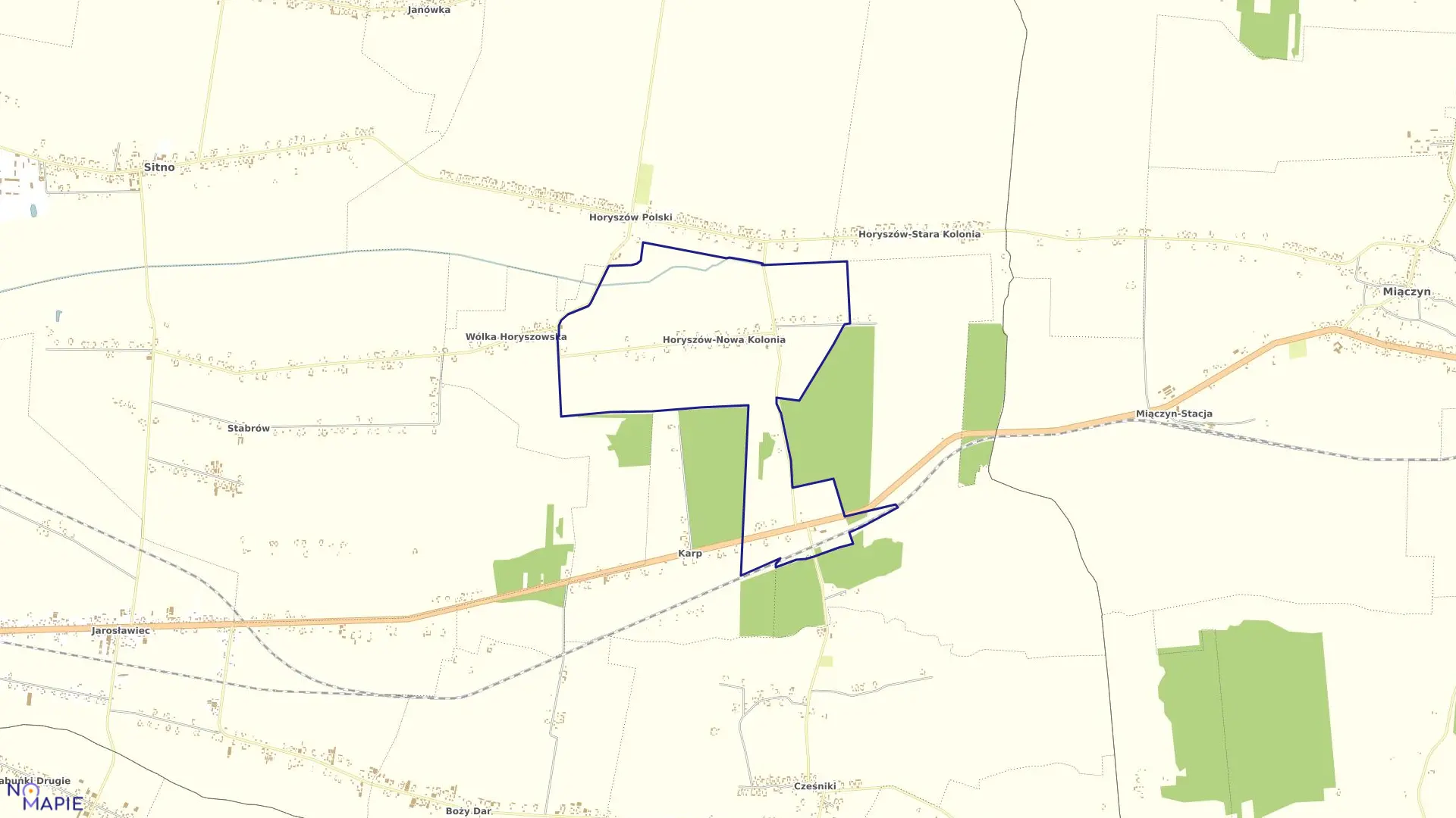 Mapa obrębu Nowa Kol. Horyszów Pol w gminie Sitno