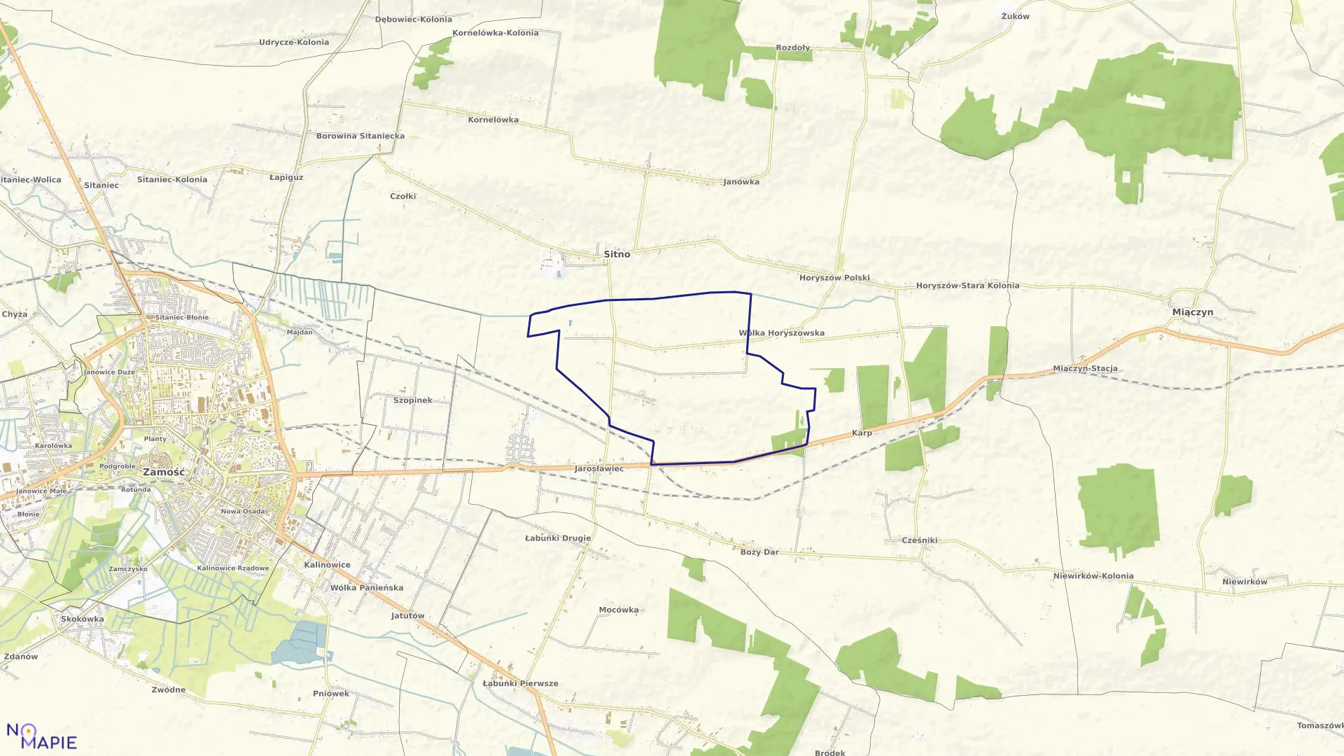 Mapa obrębu Stabrów w gminie Sitno